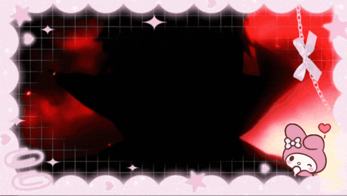 a pink and black frame with a my melody sticker on it