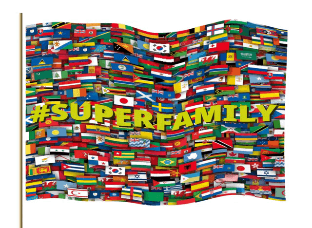 a collage of flags with the words #superfamily in the middle