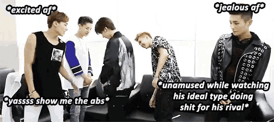 a group of men are standing next to each other and one of them says excited af *