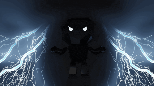 a cartoon character is surrounded by lightning and looks angry