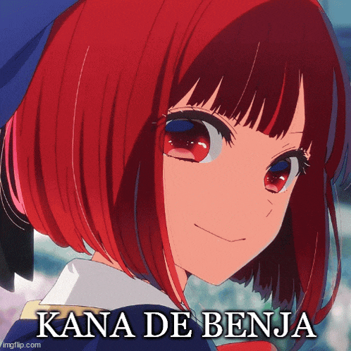 a red haired anime girl with the name kana de benja