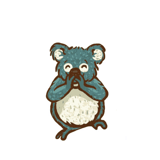 a cartoon drawing of a koala bear covering its face
