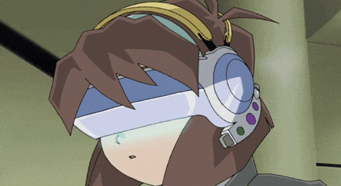 a cartoon character is wearing headphones and glasses