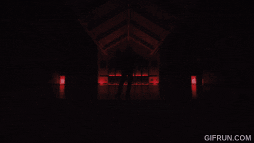 a person dancing in a dark room with gifrun.com written on the bottom