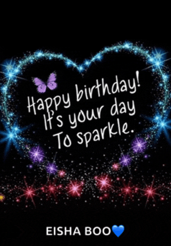 a happy birthday card with a heart made of stars