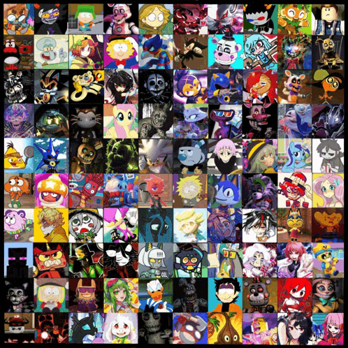a collage of various cartoon characters including sonic the hedgehog