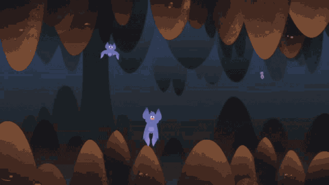 a cartoon drawing of a bat holding another bat