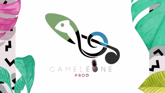 a logo for cameleune prod shows a chameleon with a treble clef