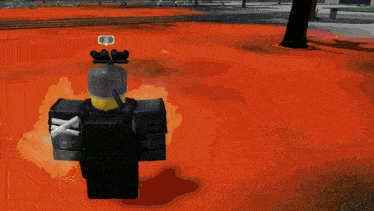 a person in a video game with a x on their back is standing in a park