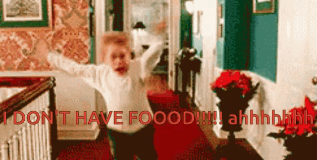 a person in a room with the words " i don t have food "