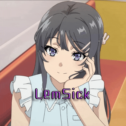 a picture of a girl with the words " lemsick " on the bottom