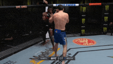 a ufc fight between hawes and imavov is being shown