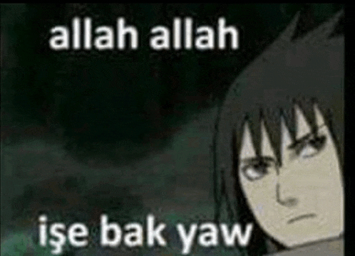 a picture of a cartoon character with the words allah allah ise bak yaw on it .
