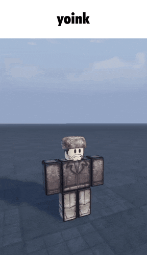 a picture of a roblox character that says yoink on the top