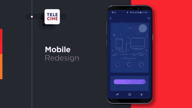 a phone displays a screen that says mobile redesign