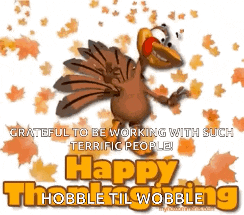 a happy thanksgiving greeting card with a cartoon turkey