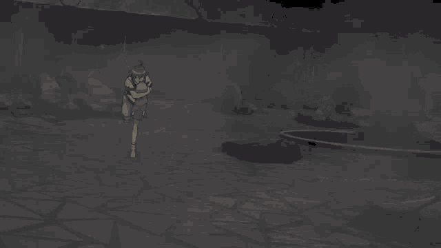 a cartoon of a boy and a girl flying through smoke