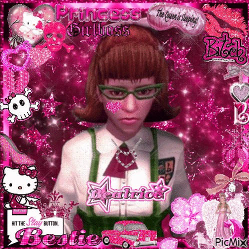 a picture of a girl with glasses and the words princess girl boss
