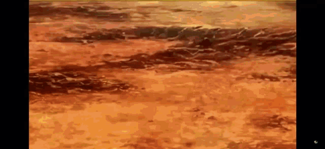 a painting of a desert landscape with a few waves
