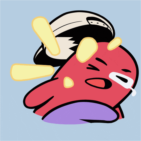 a cartoon drawing of a red glove with a tear coming out of its eye