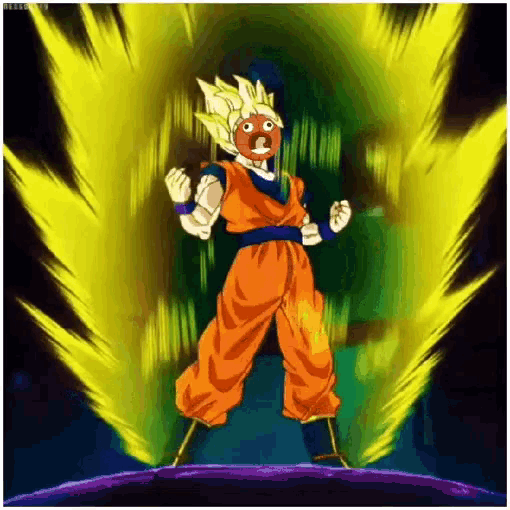 a picture of a cartoon character named goku with a red mask on his face