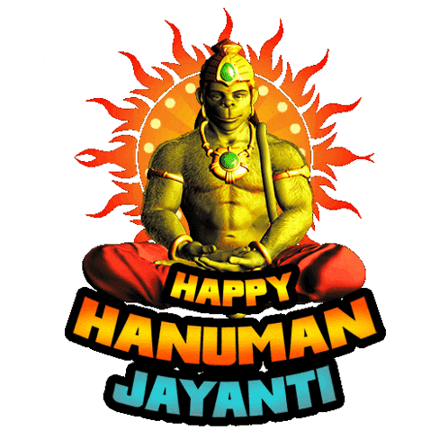 a happy hanuman jayanti sticker with a monkey on it