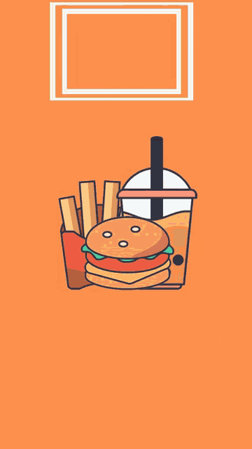 a cartoon illustration of a hamburger french fries and a drink with the words kedai piping behind it