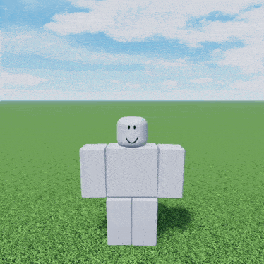 a white roblox character with a smiley face on his head