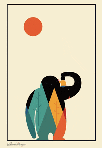 a colorful illustration of a person sitting on a monster 's head