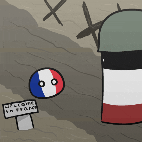 a sign that says welcome to france is next to a french ball