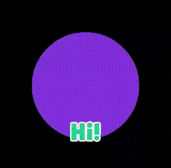 a cartoon drawing of a ghost saying hi in a purple circle