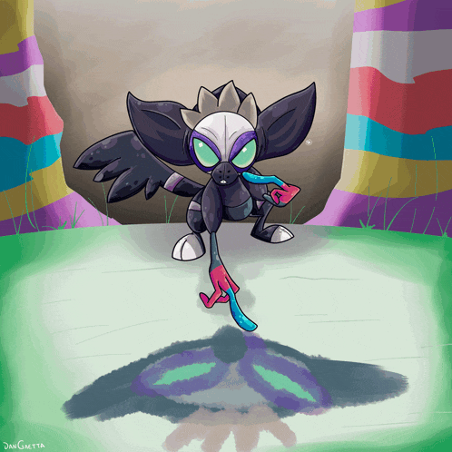 a drawing of a monster with the name dan gietta written on the bottom
