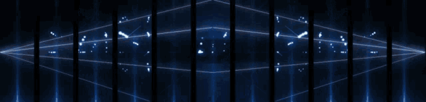 a dark blue background with lines and dots
