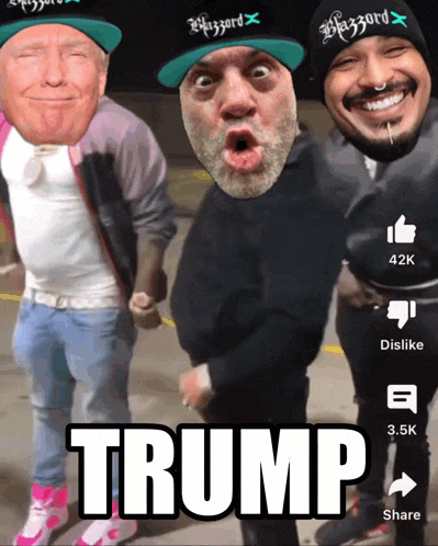a group of men are posing for a picture with the word trump in the middle