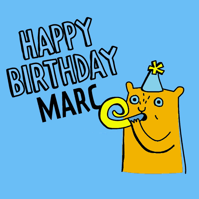 a happy birthday card for marc with a cartoon character