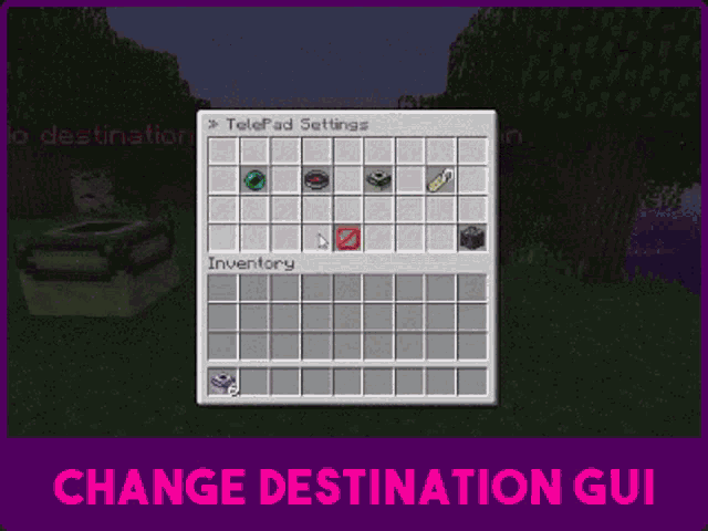 a screenshot of a video game with the words change destination gui