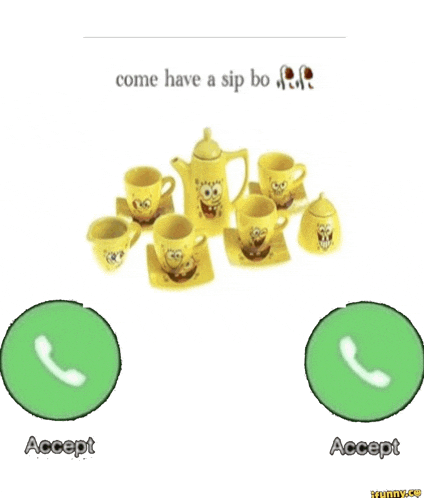 a picture of a spongebob tea set with two buttons that say accept and accept