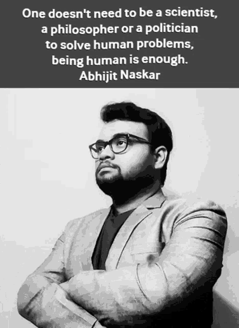 a black and white photo of a man with a quote about scientists