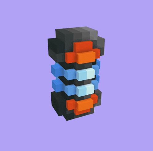 a stack of colorful blocks against a purple backdrop