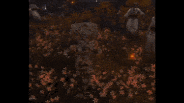 a person is standing in a field of flowers in a video game ..