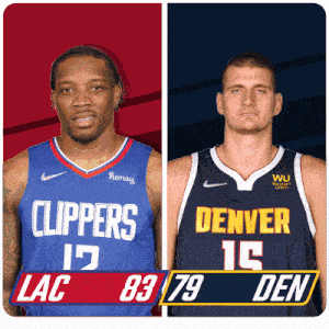 two basketball players one from the clippers and the other from the denver nuggets