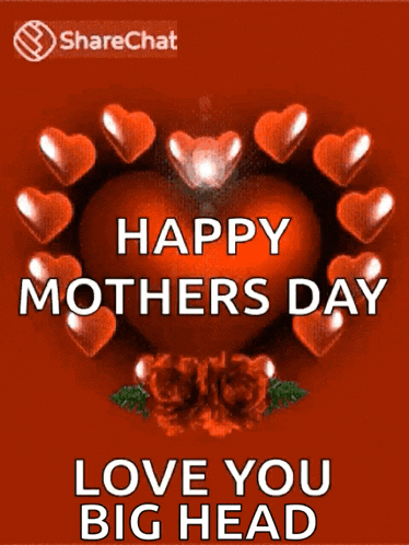 a happy mother 's day greeting card with hearts around a heart