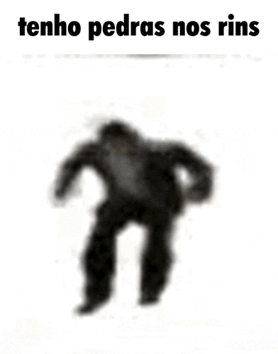 a blurry picture of a man in a suit dancing with the words tenho pedras nos rins below him .