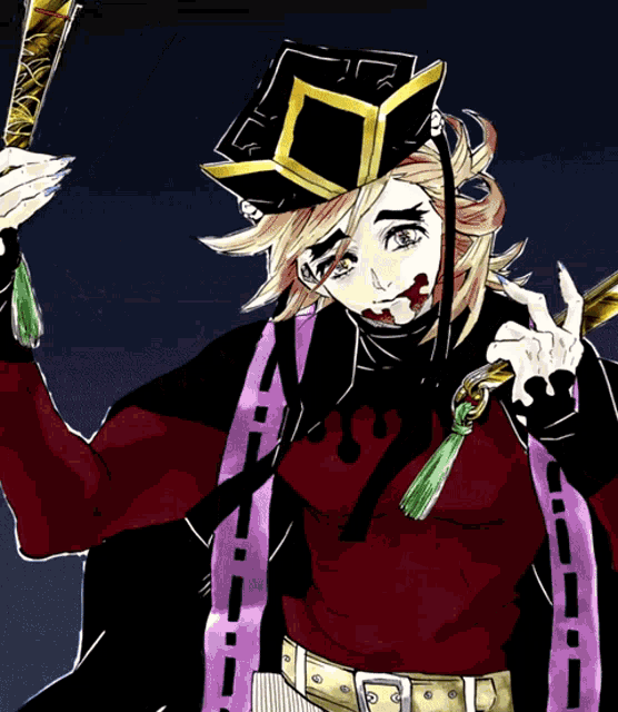 a drawing of a man wearing a hat and holding a stick