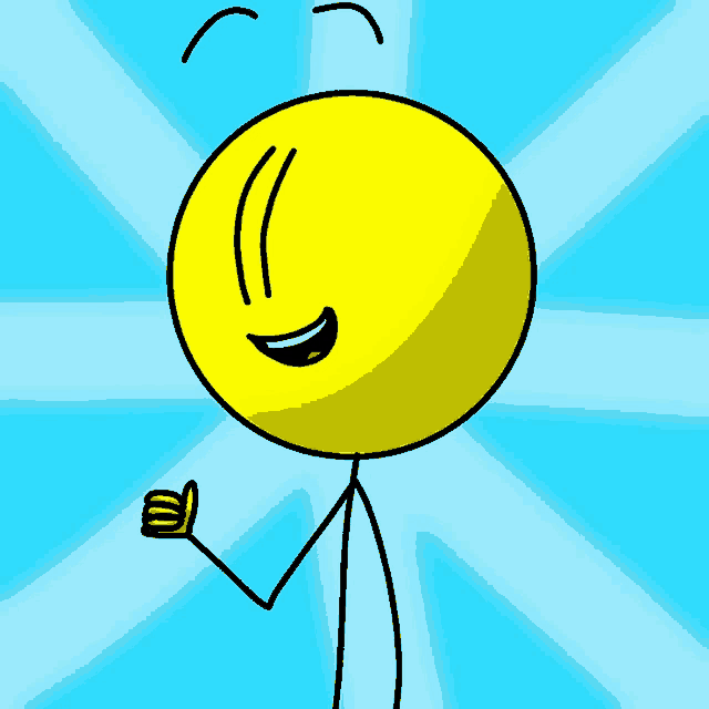 a stick figure with a yellow smiley face and a thumbs up