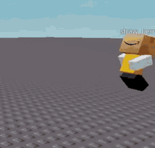 a roblox character is holding a box and says help i cannot stop laughin .