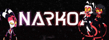 a black background with a cartoon character and the word narkoz