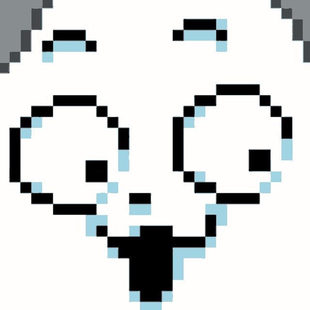 a pixel art drawing of a heart with a black circle in the middle