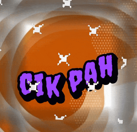 a purple and black graphic that says ' cik pah '
