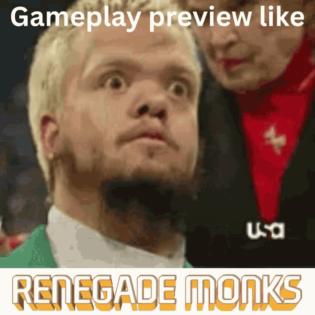 a gameplay preview like renegade monks with a picture of a man